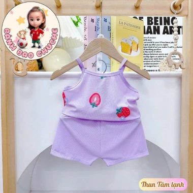 Freeship Voucher Bộ Hai Dây Vải Thun Tăm Lạnh 6-17kg Cho Bé Gái Thoải Mái, Thoáng Mát, Giá 23.200₫ 10