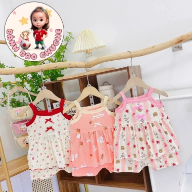 Freeship Voucher Bộ Hai Dây Vải Thun Tăm Lạnh Bé Gái 6-17kg Thoáng Mát Thoải Mãi MK17 3