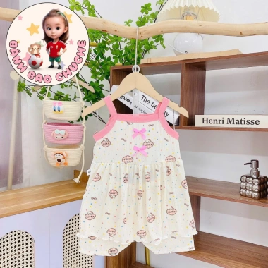 Freeship Voucher Bộ Hai Dây Vải Thun Tăm Lạnh Bé Gái 6-17kg Thoáng Mát Thoải Mãi MK17 7