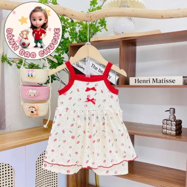 Freeship Voucher Bộ Hai Dây Vải Thun Tăm Lạnh Bé Gái 6-17kg Thoáng Mát Thoải Mãi MK17 8