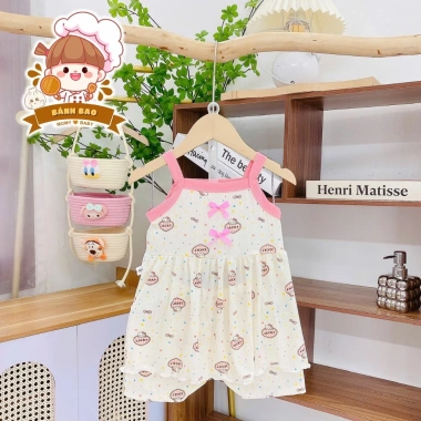 Freeship Voucher Bộ Hai Dây Vải Thun Tăm Lạnh Bé Gái 6-17kg Thoáng Mát Thoải Mãi MK17 10