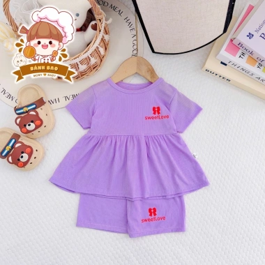 Freeship Voucher - Cộc Tay Bé Gái Thun Tăm Lạnh Babydoll Bánh Bèo Cute 6-16kg Dưới 3 Tuổi Giá 29.200₫ 5