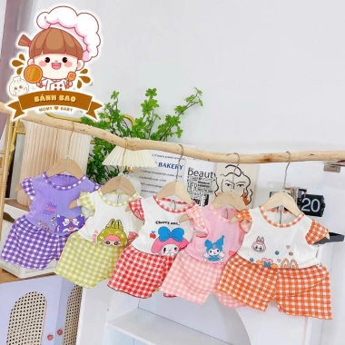 Freeship Voucher Cộc Tay Bé Gái Thun Tăm Lạnh Nơ Bèo Thoáng Mát 5 Màu Siêu Đẹp 6-17kg Giá 25.200 VND