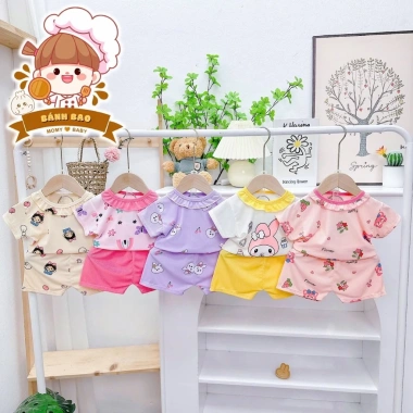 Freeship Voucher Cộc Tay Bé Gái Thun Tăm Lạnh Nơ Bèo Thoáng Mát 5 Màu Siêu Đẹp 6-17kg Giá 25.200 VND
