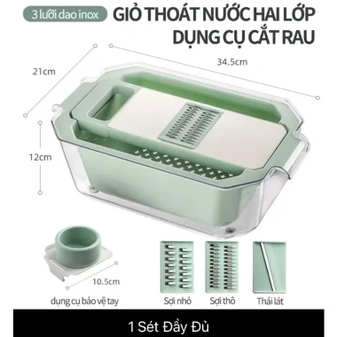 Full Set Nạo Rau Củ Quả Y Hình Rổ Inox 304 Không Gỉ - Đa Năng, Hộp Đựng - 195k 10