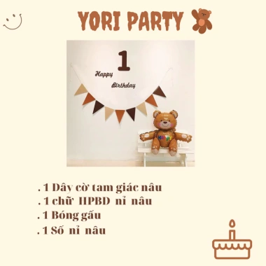 Full Set Trang Trí Sinh Nhật Tone Nâu Số Tuổi Đáng Yêu cho Bé và Người Lớn - Yori Party 99.750 VND 2