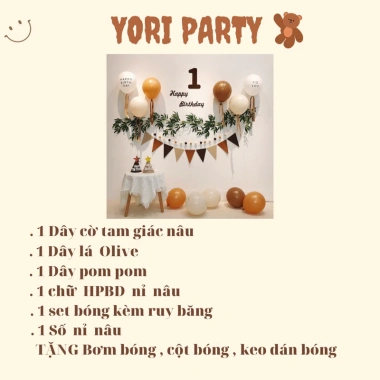 Full Set Trang Trí Sinh Nhật Tone Nâu Số Tuổi Đáng Yêu cho Bé và Người Lớn - Yori Party 99.750 VND 9