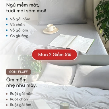Ga drap giường GONI bo chun nệm cao 4-25cm - Đa kích thước 1x2-2x2, Giá 135.000₫ 9