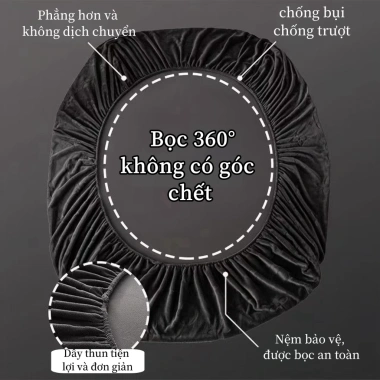 Ga trải giường nhung sữa dày, vỏ bảo vệ nệm lót lông - Bộ 3 món, giá 89.000₫ 2