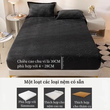 Ga trải giường nhung sữa dày, vỏ bảo vệ nệm lót lông - Bộ 3 món, giá 89.000₫ 4