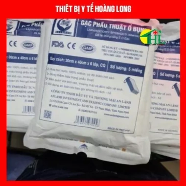 Gạc phẫu thuật ổ bụng vô trùng 30x40cm 6 lớp - Túi 5 miếng, giảm giá 40.000₫