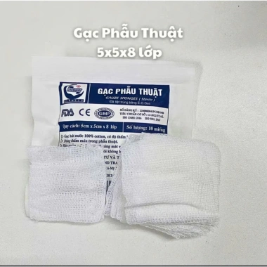 Gạc Phẫu Thuật Tiệt Trùng An Lành 5x5x8 Lớp - Túi 50 Gói (10 Miếng) Giá Ưu Đãi 235.000