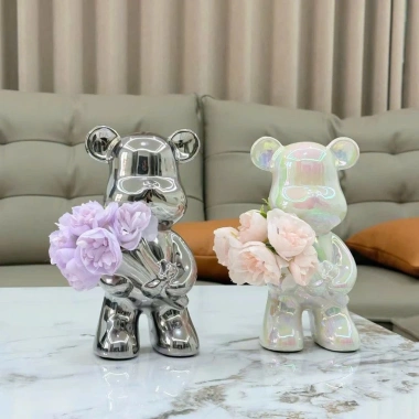 Gấu Bearbrick Lọ Hoa Gốm Sứ Cao Cấp - Quà Tặng Sang Trọng, Trang trí nhà, Giá ưu đãi 109k 2