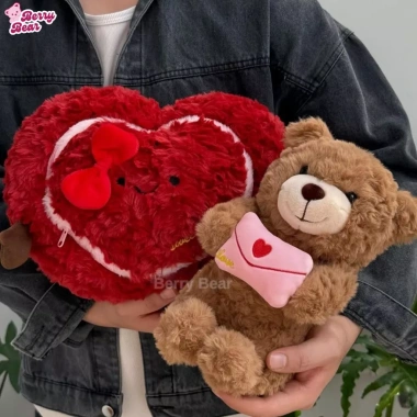 Gấu Bông Berry Bear Hình Trái Tim 25cm Khóa Mở Thư Ôm - Quà Tặng Ý Nghĩa 2.026 6