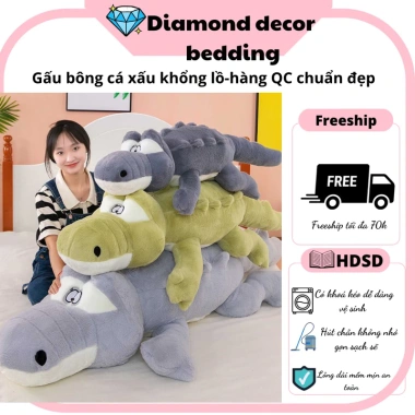 Gấu Bông Cá Sấu Lông Xù Siêu To Khổng Lồ - Đa Kích Thước 1m2‑2m, Giá Ưu Đãi 312k