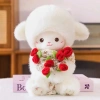 Gấu Bông Cừu Trắng ôm Hoa Hồng Valentine Quà Tặng Người Yêu Ấm Áp, Dễ Thương