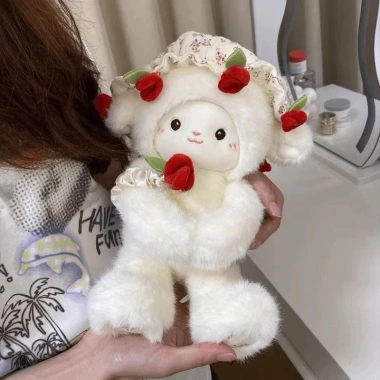 Gấu Bông Cừu Trắng ôm Hoa Hồng Valentine Quà Tặng Người Yêu Ấm Áp, Dễ Thương 4 Gấu Bông Cừu Trắng ôm Hoa Hồng Valentine Quà Tặng Người Yêu Ấm Áp, Dễ Thương 4