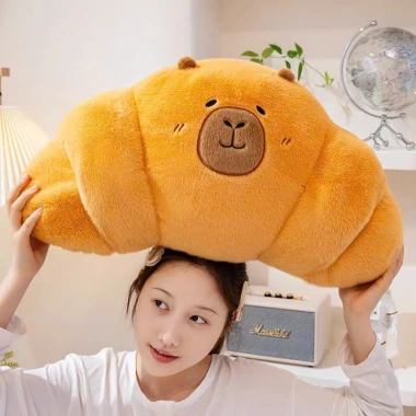 Gấu Bông Gối Ôm Capybara Bánh Sừng Bò – Gấu Nâu Cosplay Bánh Mì G182 Giá 159k 3