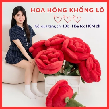 Gấu bông hoa hồng 80cm giao nhanh 2h - Quà tặng người yêu 20/10 Valentine sinh nhật