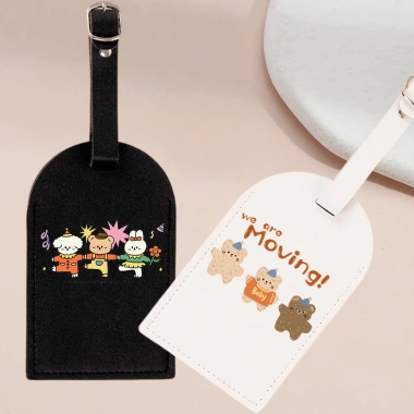 Gấu Bông Nâu Da PU In Hình Du Lịch - Nhãn Hành Lý Dễ Thương, Phụ Kiện Vali, Thẻ Giá 44.693₫