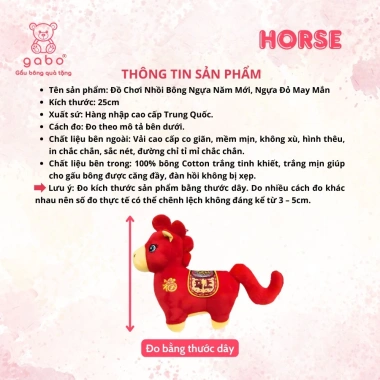 Gấu Bông Ngựa Đỏ May Mắn - Linh Vật Năm Mới, Quà Tặng Bính Ngọ Tết 2.026, Búp Bê 79k