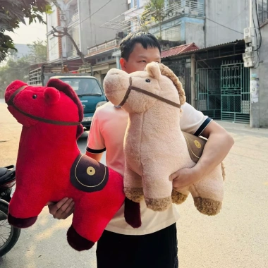 Gấu bông Ngựa Tài Lộc 70cm - Lông mềm mịn, Thú nhồi bông cao cấp, Quà tặng 260k 3