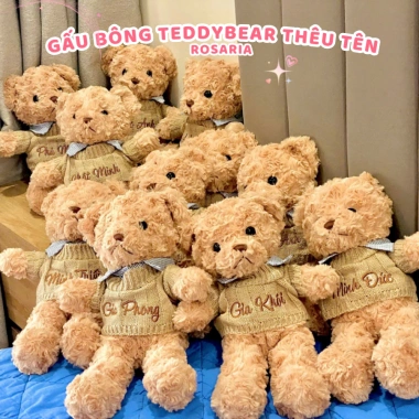 Gấu Bông Teddy Lông Xoăn Thêu Tên Yêu Cầu - Quà Tặng Ý Nghĩa Cho Bé và Người Thân