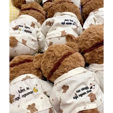 Gấu Bông Teddy Lông Xoăn Thêu Tên Yêu Cầu - Quà Tặng Ý Nghĩa Cho Bé và Người Thân