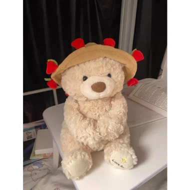 Gấu bông teddy lông xù đội mũ ôm bó hoa hồng - Quà tặng sinh nhật Valentine cho bạn gái, người yêu 80k 6