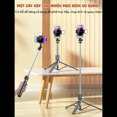 Gậy Chụp Hình 170cm Selfie Đa Năng 3 Chân Remote Đèn Trợ Sáng Quay Video Livestream Giá 58.000 VND