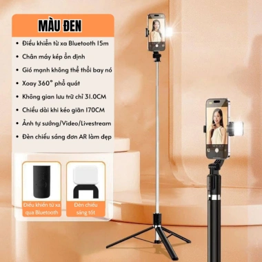 Gậy Chụp Hình 170cm Selfie Đa Năng 3 Chân Remote Đèn Trợ Sáng Quay Video Livestream Giá 58.000 VND