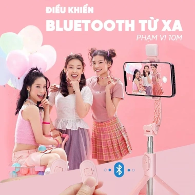 Gậy tự sướng gấp gọn Bluetooth remote điều khiển LED trợ sáng quay 360 độ giá 39.800₫