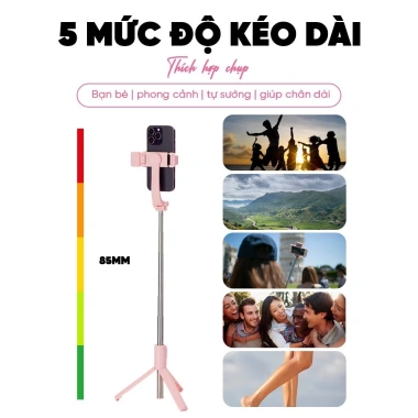 Gậy tự sướng gấp gọn Bluetooth remote điều khiển LED trợ sáng quay 360 độ giá 39.800₫