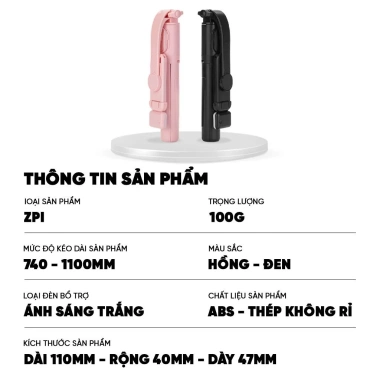 Gậy tự sướng gấp gọn Bluetooth remote điều khiển LED trợ sáng quay 360 độ giá 39.800₫ 9 Gậy tự sướng gấp gọn Bluetooth remote điều khiển LED trợ sáng quay 360 độ giá 39.800₫ 9