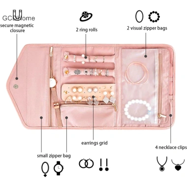 Gcdhome Hộp Trang Sức Gập Du Lịch Cuộn Di Động Bảo Quản Vòng Cổ Thổ Cẩm - Giá 114.696₫