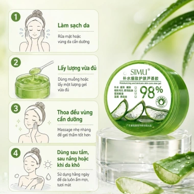 Gel Nha Đam Dưỡng ẩm 98% SIMU MMEI'R 300ml - Dưỡng da mặt, cấp ẩm, sáng da, mềm da, giảm giá 50.000₫ 7