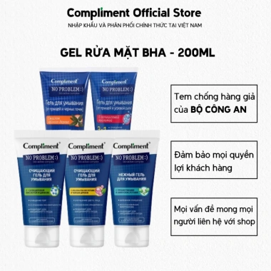 Gel Rửa Mặt BHA Compliment No Problem 200ml - Sạch Sâu, Kiểm Soát Dầu và Mụn