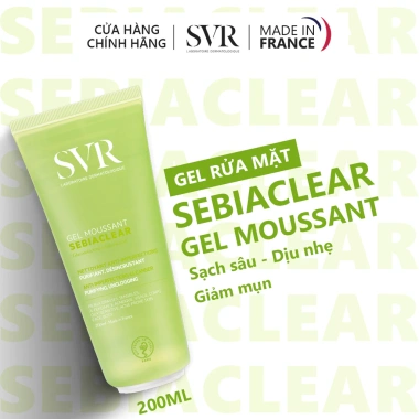 Gel rửa mặt SVR Sebiaclear 200ml không chứa xà phòng - Kiểm soát da dầu mụn, giảm bã, giá ưu đãi 359.000 VND 2 Gel rửa mặt SVR Sebiaclear 200ml không chứa xà phòng - Kiểm soát da dầu mụn, giảm bã, giá ưu đãi 359.000 VND 2