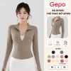 GEPO Áo Khoác Thể Thao Nữ Dài Tay Co Giãn, Khóa Kéo, Thấm Hút Mồ Hôi GP209