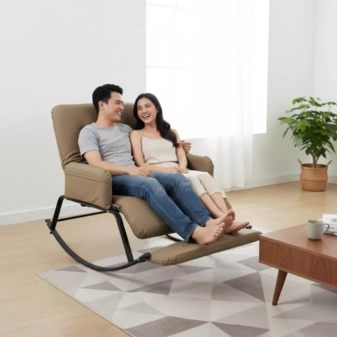 Ghế Bập Bênh Thư Giãn Mẹ Bỉm Sữa - Da PU Êm Ái, Đệm Dày, Kệ Massage Chân, Khung Thép Dày 4