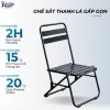 Ghế sắt thanh lá trà chanh gấp gọn - phù hợp quán cà phê, dã ngoại, sân vườn 135k