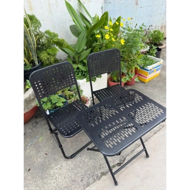 Ghế sắt thanh lá trà chanh gấp gọn - phù hợp quán cà phê, dã ngoại, sân vườn 135k 5