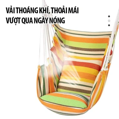 Ghế treo võng xích đu vải dày bền chắc, gối lót êm ái, chịu lực cao, dùng trong nhà ngoài trời - Giá chỉ 139.000₫ 4 Ghế treo võng xích đu vải dày bền chắc, gối lót êm ái, chịu lực cao, dùng trong nhà ngoài trời - Giá chỉ 139.000₫ 4