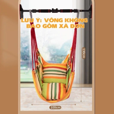 Ghế treo võng xích đu vải dày bền chắc, gối lót êm ái, chịu lực cao, dùng trong nhà ngoài trời - Giá chỉ 139.000₫