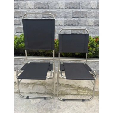 Ghế xếp inox Café - Câu cá, Dã ngoại, Chụp ống inox, Vải lưới dày, Giá 115k 2