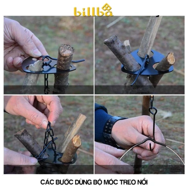 Giá ba lỗ tạo kiềng treo nồi thép không gỉ, dã ngoại cắm trại - Billba Outdoors 87k