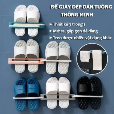 Giá Cài Dép Dán Tường 3 in 1 Thông Minh, Kệ Giày Dép Gấp Gọn Treo Tường, Tiết Kiệm Không Gian, Giá 27.100₫ 6