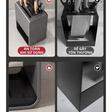 Giá để dao kéo và ống đựng đũa thìa HIKARI ED-93 - Treo tường, để bàn, thép carbon không gỉ, giá 195.000