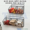 Giá để đồ nhà bếp, kệ gia vị hành tỏi 3 ngăn kèm miếng dính tường, giảm còn 23.500₫ 2