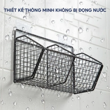 Giá để đồ nhà bếp, kệ gia vị hành tỏi 3 ngăn kèm miếng dính tường, giảm còn 23.500₫